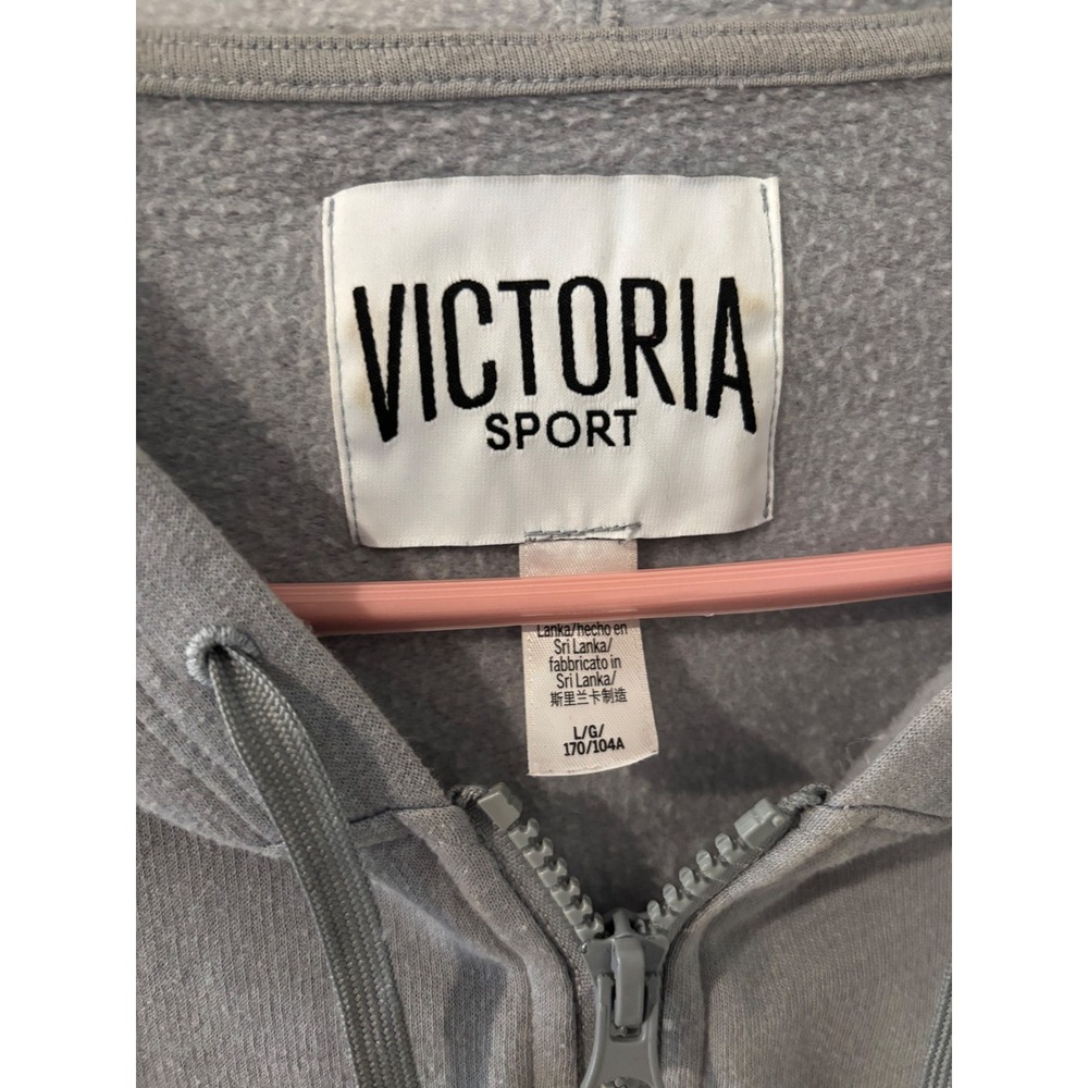 Victoria Sport‎ Gray Full Zip Hoodie Sweatshirt Womens Size L Pockets - Picture 2 of 5